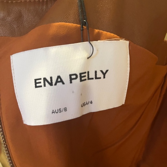 *MSRP $400* Ena Pelly Delaney Leather Mini Dress in Whiskey NWT Size 4 - Picture 9 of 13